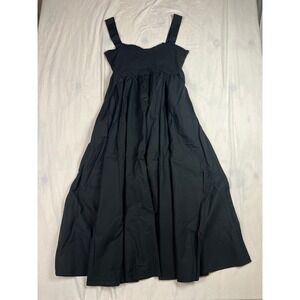 J.Crew Womens XL Black Mixed Media Knit Woven Midi Dress Sleeveless Sweetheart